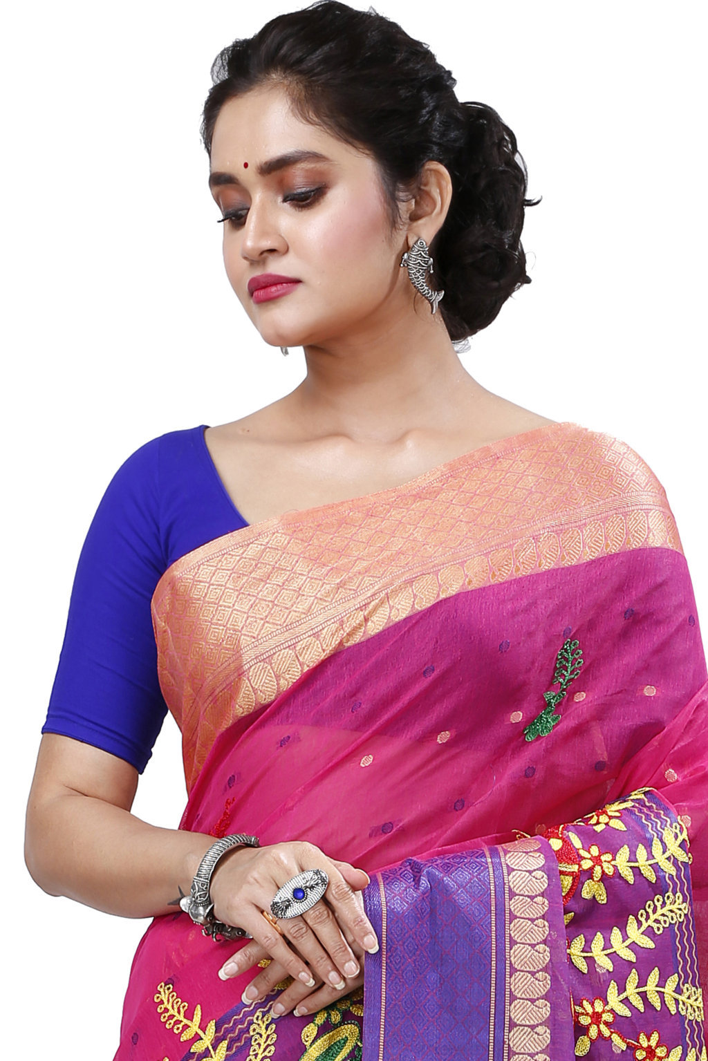 Pink Pure Cotton Embi_Ganga_Buti Tant Embroidery (1004)